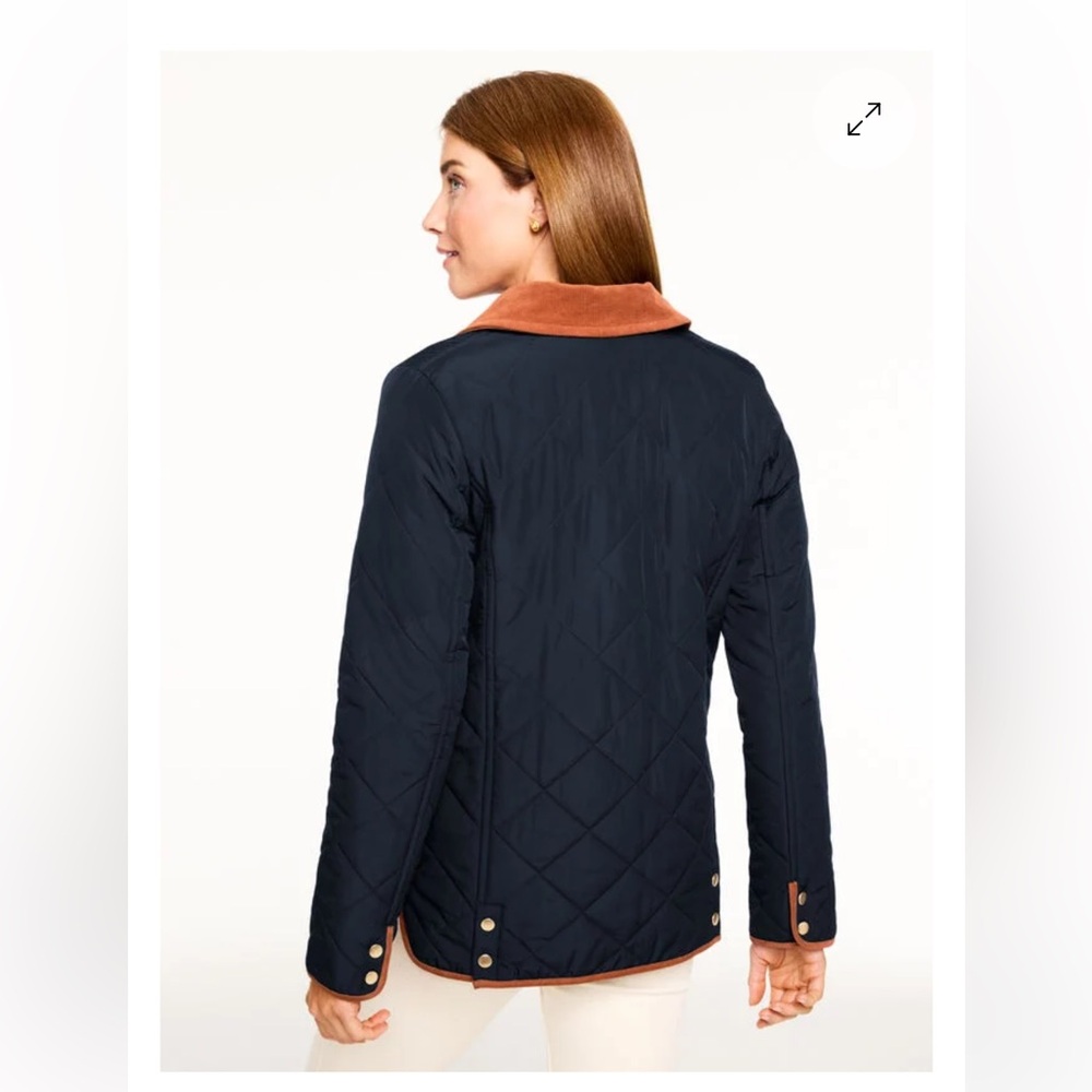 NWOT TALBOTS PLUS INDIGO NAVY BLUE QUILTED BARN JACKET CORDUROY TRIM (1X) - Picture 2 of 6